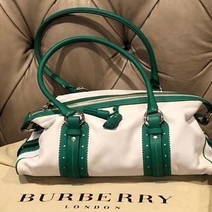 Authentic Burberry White Leather Handbag
